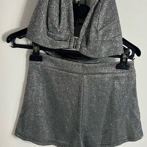 SHEIN Glittery Silver Two-Piece Set
